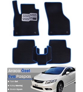 HONDA CİVİC FB7 SEDAN (2012-2015) Uyumlu EVA Paspas Tam Set–Araca Özel Tasarım,Su Geçirmez