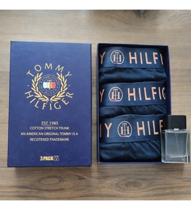 Tommy Hilfiger Premium Boxer+Parfüm (Lacivert - Turuncu - Gri)