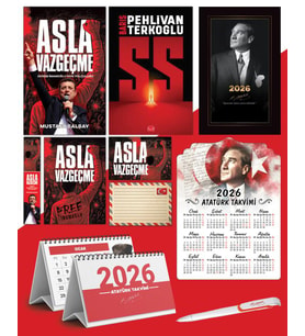 Asla Vazgeçme - Ayraç - Kartpostal - Poster - SS -  2026 Ajanda İstikbal - İstikbal Ahşap Duvar Takvimi - Masa Takvimi