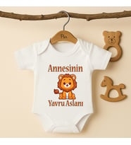 Pia Baby B42 %100 Pamuk Annesinin Yavru Aslanı Yazılı Tasarlanabilir Bebek Body (Ekru)