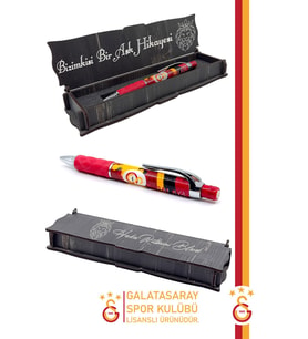 Galatasaray Orijinal Lisanslı Uçlu Kalem Ahşap Kutulu (Sarı-Kırmızı)
