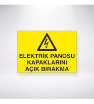 Elektrik Panosu Kapaklarını Açık Bırakma 21x28 Arkası Yapışkanlı Levha