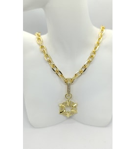Çıkarılabilir Yıldız Çember Uçlu Gold Zincir Kolye (43+5 cm)
