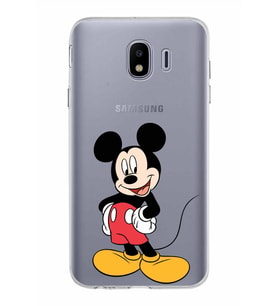 Samsung Galaxy J4 Kapak Mickey Mouse Tasarımlı Şeffaf Silikon Kılıf