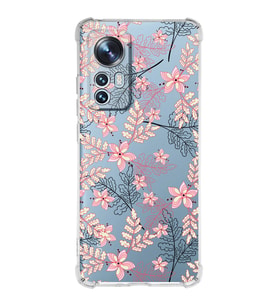 Xiaomi Mi 12 Pro Uyumlu Köşe Korumalı Antişok Kapak Floral Kırmızı Tasarımlı Şeffaf  Kılıf