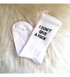 I Don't Give A F*ck Yazılı Beyaz Çorap