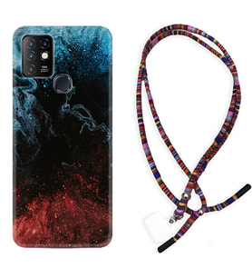 INFINIX Hot 8 9 10 11S Hot 10 Play 10T Kılıf Boyun Asklı Rasta Silikon Red Blue Black Abstact 1386