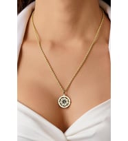 14 Ayar Altın Burgu Zincirli Güneş Uçlu Kolye (Rose)