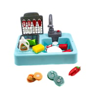 Oyuncak Mutfak Lavabo Modern Mutfak Su ile Çalışan Set Mavi