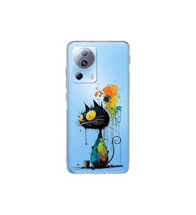 Xiaomi Mi 13 Lite ile Uyumlu Splash Kedi Tasarımlı Şeffaf Silikon Kılıf