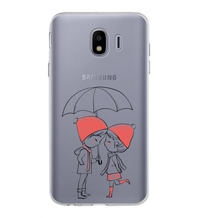 Samsung Galaxy J4 Kapak Aşk Tasarımlı Şeffaf Silikon Kılıf