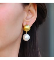 Barok İncili Gold Gümüş Küpe