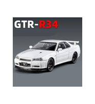 Nissan Skyline GtR R34 1:24 Diecast Metal Model Araba Koleksiyon Sesli Işıklı Beyaz