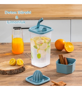 Porsima 06-1109 Detoks Sürahi & Limonluk Şeffaf 1,5 L - Mavi