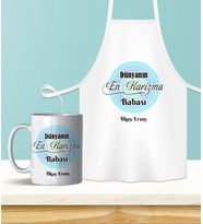 Kişiye Özel Babalar Günü Temalı Mutfak Önlüğü & Kupa Seti