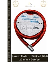 #Kilit Zırhlı Çelik Güvenli Scooter Motosiklet Kırmızı Motor Bisiklet Kilidi 22 mm x 200 cm