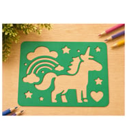 Alvera Unicorn ve Gökkuşağı Çizim Şablonu – 3D Baskı Desen Kalıbı - Yeşil