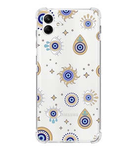 PrintiFy Samsung Galaxy A04 Uyumlu Nazar Boncuğu 5 Baskılı Şeffaf Köşe Korumalı Antişok Kılıf