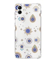 PrintiFy Samsung Galaxy A04 Uyumlu Nazar Boncuğu 5 Baskılı Şeffaf Köşe Korumalı Antişok Kılıf