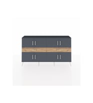 Arges Konsol 4 Raflı 2 Çekmeceli 8 Kapaklı 176x30x99 Antrasit-Antrasit/Çam