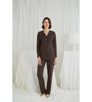 Amora Secret Uzun Kollu Boydan Düğmeli V Yaka Pijama Takımı
