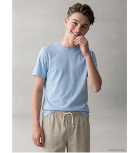 LCW Kids Mavi Bisiklet Yaka Kısa Kollu Erkek Çocuk Tişört
