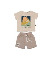Erkek Bebek Ekru Bej Güneş Fun Outdoors Yazılı 2'li Takım