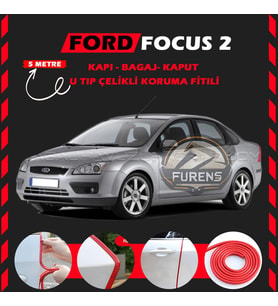 Ford Focus 2 Oto Araç Kapı Koruma Fitili 5metre Parlak Kırmızı Renk