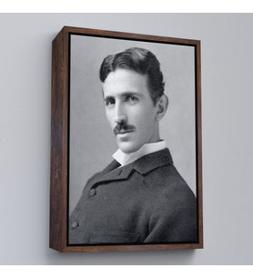 Çerçeveli Nikola Tesla Dekoratif Duvar Tablosu (Altın)