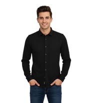 Erkek Kışlık Silim Fit Kaşkorse Dokuma Gömlek BGL-ST04935 (Siyah)