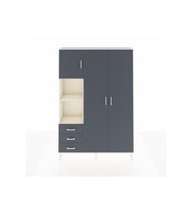 Arges Gardrop 6 Raflı 3 Çekmeceli Tek Askılı 132x30x195 Aytaşı-Antrasit