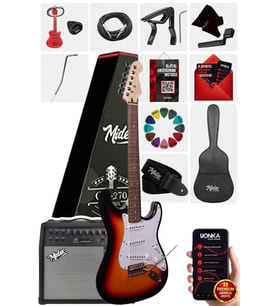 Midex RPH-30SB-50AMP Gül Klavye SSS 50W Amfili Elektro Gitar Seti