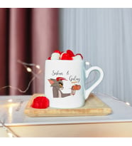 Tom & Jerry Çift Tasarımlı Ahşap Tabaklı Kişiye Özel Türk Kahvesi Fincanı