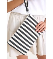Premium Kadın Pamuk Dokuma Astarlı Renkli Clutch Portföy El Çantası (Siyah)