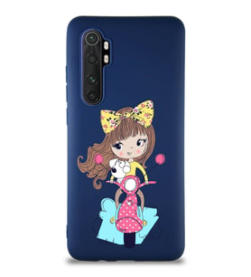 Xiaomi Mi Note 10 Lite Soft Premier Kapak Vespagirl Tasarımlı Silikon Kılıf - Lacivert (Şeffaf)
