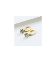 925 Ayar Gold Zirkon Taşlı Nazarlı Gümüş Küpe