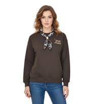 Kadın Spor Sıfıryaka Sweatshirt Fular lı BGL-ST05062 (Kahverengi)