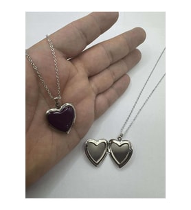 Vişne Çürüğü Renk Açılabilir Kapaklı Kalp Kolye Resim Kolyesi 55 cm Zincirli, Metal Resimlik Kolye