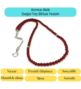 Sertifikalı Kırmızı Akik 6mm 99luk Doğal Taş Tesbih