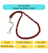 Sertifikalı Kırmızı Akik 6mm 99luk Doğal Taş Tesbih