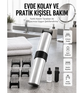 Yeni Nesil Profesyonel Şarjlı Saç Sakal Tıraş Makinesi Ayarlanabilir 4 Taraklı