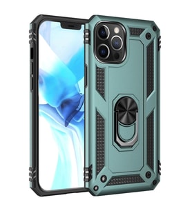 Newface Apple iPhone 12 Pro Max Kılıf Sofya Yüzüklü Silikon Kapak - Yeşil