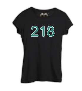 Squid Game-Number 218 Siyah Kadın Tshirt