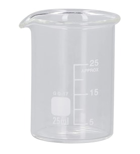 25 ml Borosilikat Cam Beher – Laboratuvar Ölçüm Kabı ve Deney Bardağı