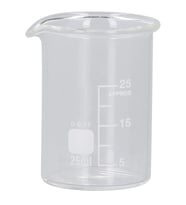 25 ml Borosilikat Cam Beher – Laboratuvar Ölçüm Kabı ve Deney Bardağı