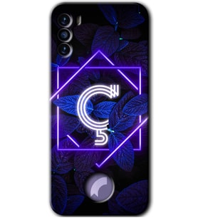 Reeder S19 Max Pro S Kılıf HD Desen Baskılı Arka Kapak - Dark Neon Yaprak Ç Harfi
