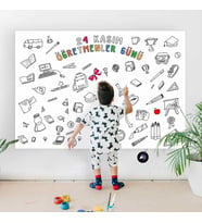 24 Kasım Öğretmenler Günü Dev Boyama Kağıdı, Çocuklar Için Aktivite Boyama Rulosu (90x130cm)