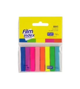 Kraf 12X45 İndex Film Pp Yapışkanlı Not Kağıdı 8 Renk 25 Yaprak 51247