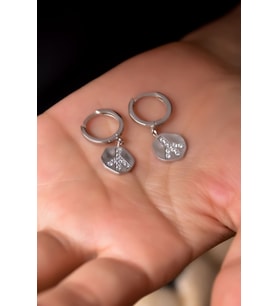925 Ayar Gümüş Rodyum Kaplama Peace Symbol Küpe