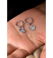 925 Ayar Gümüş Rodyum Kaplama Peace Symbol Küpe